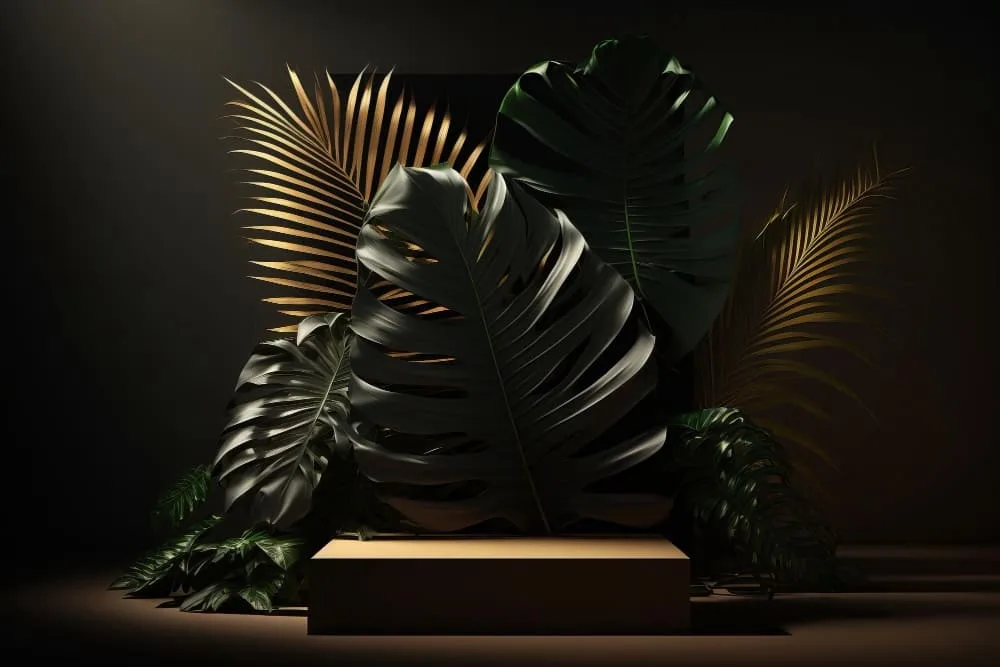 product-display-podium-natural-product-empty-scene-with-tropical-leaves-generative-El Marketing Ontológico para Marcas de Lujo (1)